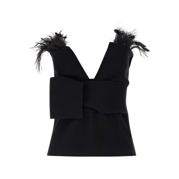 Alberta Ferretti Structured Bustier Top With Feather Details - NWT